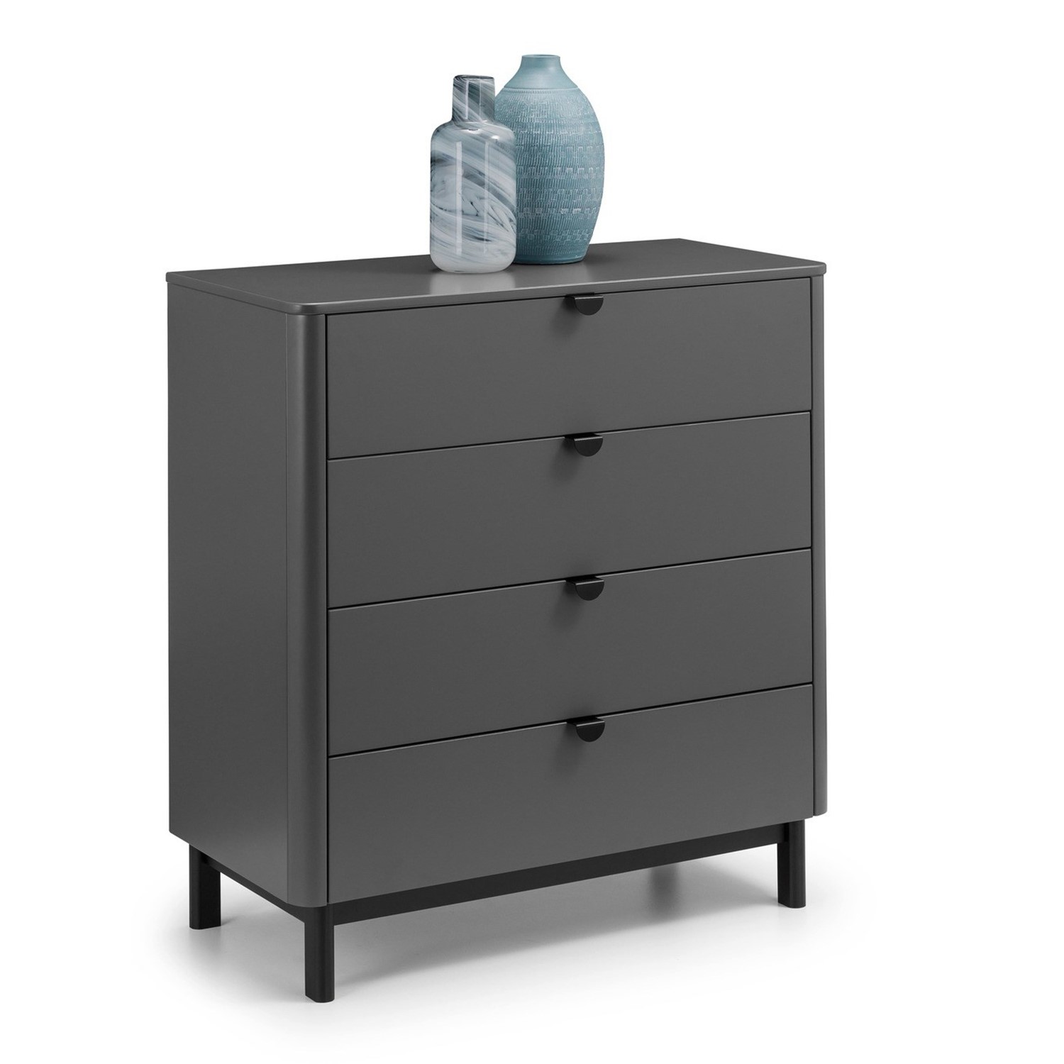 Read more about Dark grey modern chest of 4 drawers with legs chloe julian bowen